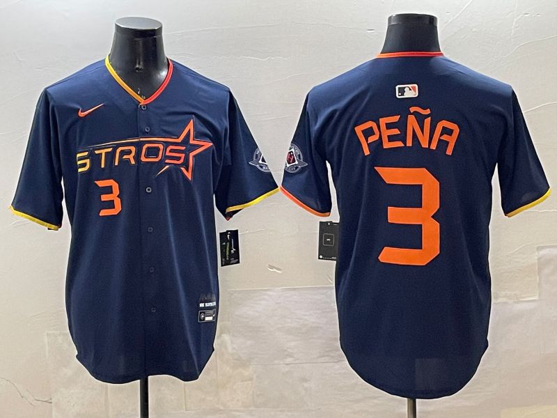 Men Houston Astros 3 Pena Drak Blue Three generations Joint Name 2025 Nike MLB Jersey style 8